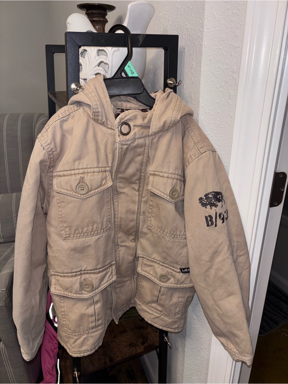 Kids Hooded Jacket in Beige